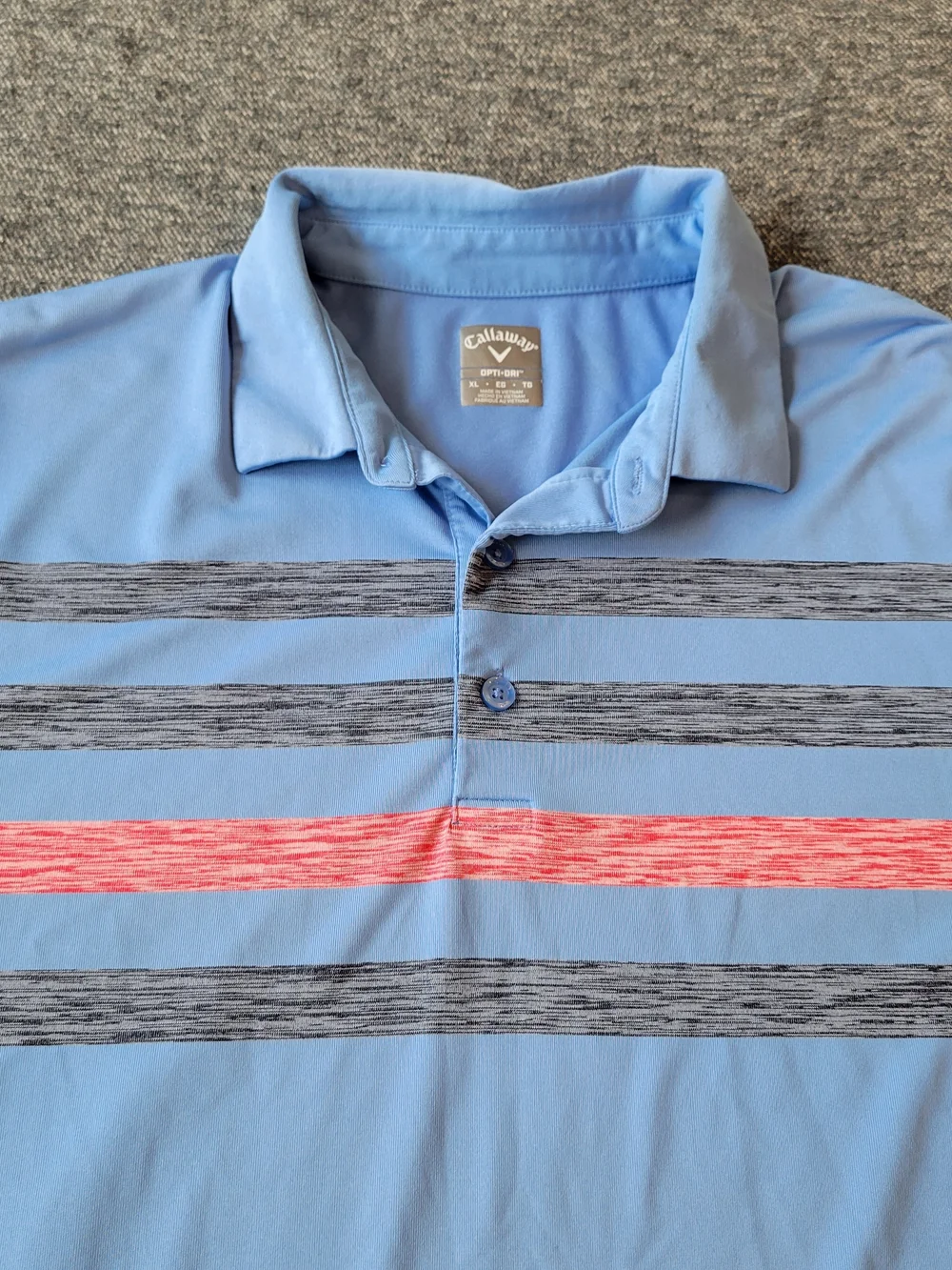 Callaway Opti Dri Polo Shirt Men's XL Blue Striped‎ Stretch Performance Golf